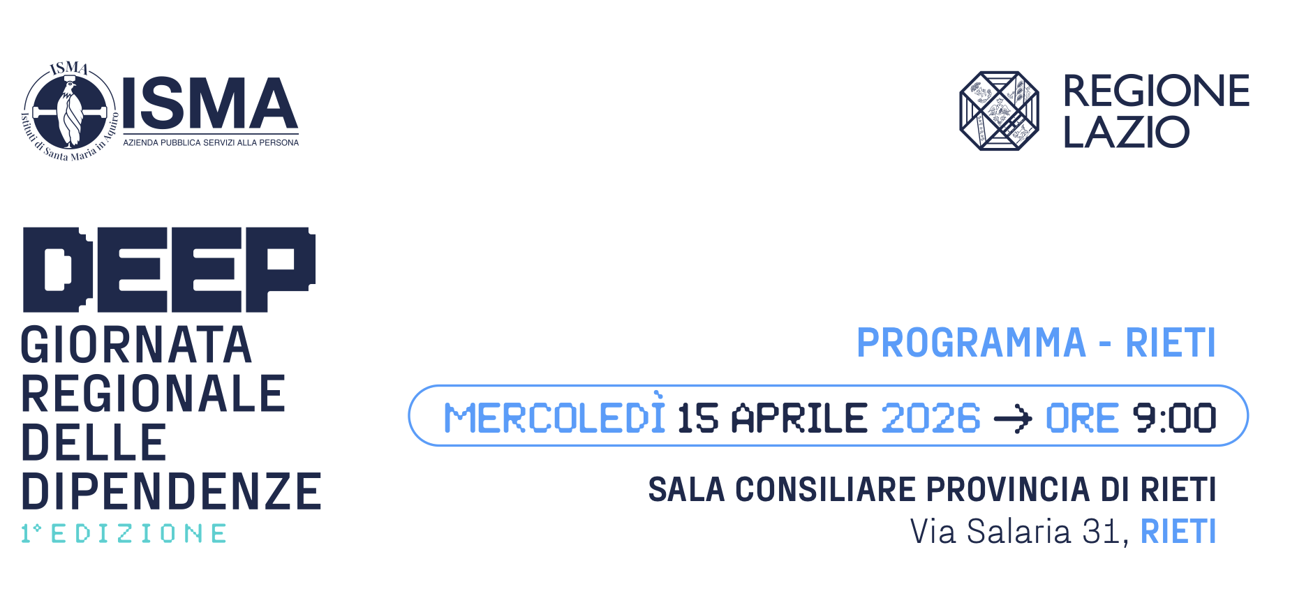 DEEP - In fondo ad ogni numero, una storia – Giornata Regionale delle Dipendenze – tappa di Rieti